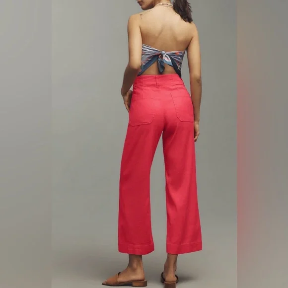 Anthropologie Maeve The Colette Wide-Leg Cropped Linen Pants - Picture 4 of 14